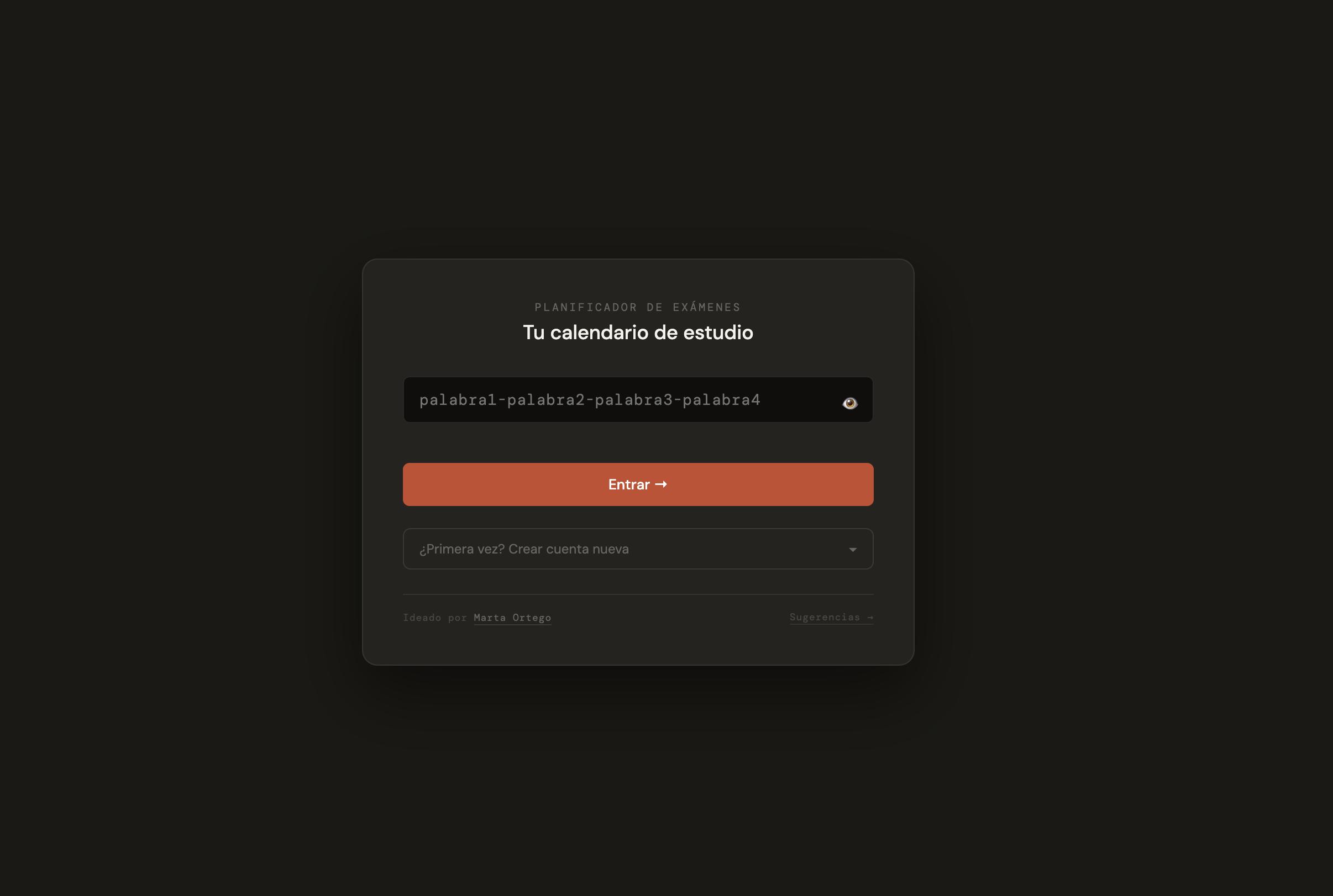 Login screen